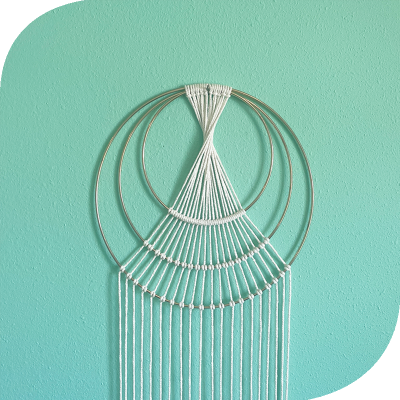 Macrame ring wall hanging option for a private workshop