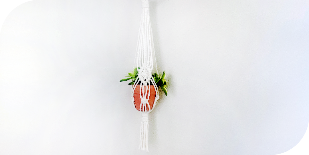 Macrame car mirror plant hanger